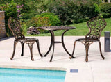 3 PCS Outdoor Bistro Set,Outdoor Patio Set, All-Weather Cast Aluminum Bistro Table Set for Backyard, 75089652