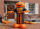 12ft Inflatable Halloween Decor with Skeleton Ribs, Pumpkin & Grim Reaper, 3 LED Lights 115 Count 23117795