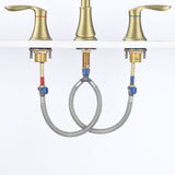 2-Handle 8 inch Widespread Bathroom Sink Faucet Brushed Gold Lavatory Faucet 3 Hole 360&deg Swivel T3177P277513