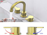 Widespread Bathroom Sink Faucet Brushed Gold 2 Handle 8 inch Lavatory Faucet 3 Hole 360&deg Swivel T3177P351696