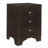 Brown Cherry Finish 3-Drawers Nightstand with 2 USB Ports Transitional Bedroom Furniture 1pc Bedside B011P172001