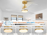 Hot sales 42 Inch Indoor Ceiling Fan With Dimmable LED Light 3 Solid Wood Blades Remote Control W2991P522816