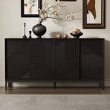 Mirod Modern Geometric Accent Cabinet,Vertical Striped Design with Sliding Doors,High-Quality Wood N760P253319B