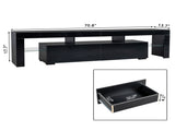 70.8 Inch Black TV Stand with RGB 16-Color LED Lights and USB Port - 2 Drawers Media Console, UV 02338459