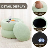 Storage Ottoman, Round Teddy Velvet Footrest with Tray, Macaron-Shaped Stool, Modern 11541772