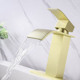 Waterfall Spout Bathroom Faucet,Single Handle Bathroom Vanity Sink Faucet TH1501BG
