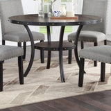 Dining Room Furniture Natural Wooden Round Dining Table 1pc Dining Table Only Nailheads and Storage B011119663