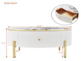 Modern Round Coffee Table with 2 large Drawers Storage Accent Table N735P338995K