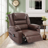 ZNTS Breathable Leather Massage Recliner Chair Manual Living Room Reclining Sofa W1403P156677