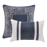 8 Piece Jacquard Comforter Set Navy King B03596804