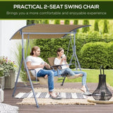 2 Person Porch Swing with Stand, Outdoor Swing with Canopy, Pivot Storage Table, 2 Cup Holders, W2225142480