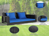 49in Black Rattan Blue Cushion Rattan Swing Chair 06973995