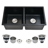 ZNTS 33" L X 18" W Double Bowl Undermount Kitchen Sink With Basket Strainer JYGAD6688MB