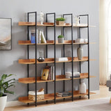 5 Tier Bookcase Home Office Open Bookshelf, Vintage Industrial Style Shelf, MDF Board, Black Metal WF300935AAB