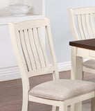 ZNTS White Classic 2pcs Dining Chairs Set Rubberwood Beige Fabric Cushion Seats Slats Backs Dining Room B011120833