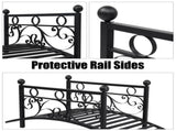 102*51*43cm Garden With Round Iron Ball Flat Top Handrail Garden Iron Bridge Black 61669682