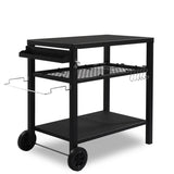 ZNTS Outdoor Grill Cart Three-Shelf Grill Table, Movable BBQ Trolley Food Prep Cart with Two Wheels & 58452400