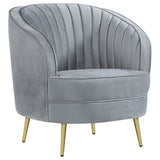 ZNTS Grey and Gold Upholstered Tufted Chair B062P145585