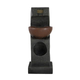 9.4x9.1x23.8" Black and Brown Sculptural Water Fountain with Bowl Basin, with Light and Pump, for W2078138958