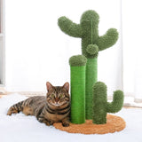 ZNTS Cat Scratching Post Cactus Cat Scratcher Featuring with 3 Scratching Poles and Interactive Dangling 56580340