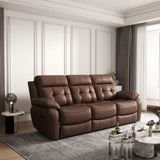 Genuine Leather Non-Power Reclining Sofa with Drop Down Table,Stainless Steel Cupholders and W1896115276