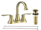 Bathroom Faucet Brushed Gold with Pop up Drain & Supply Hoses 2-Handle 360 Degree High Arc Swivel 82832959