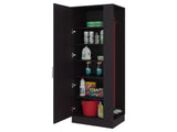 Fairfield Utility Storage Cabinet with 6-Tier Shelf and Broom Hangers, Black Wengue B097P474303