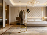 Clothing Rack, Golden Metal Freestanding Heavy Duty Clothes Rack with Marble Base, Multipurpose 04121908