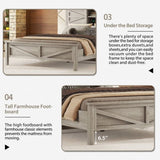 Farmhouse Platform Bed with Double Sliding Barn Door, Queen Size Rustic Wood Bed with
Charging WF317944AAG