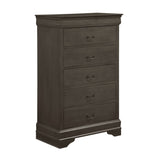 Classic Louis Philippe Style Stained Gray Finish 1pc Chest of 5x Drawers Traditional Design Bedroom B01153393