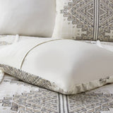 4 Piece Printed Comforter Set with Throw Pillow Black/Ivory Full/Queen B035P148340