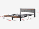 Queen Size Bed Frame, Storage Headboard with Charging Station, Solid and Stable, No Box Spring W840120029