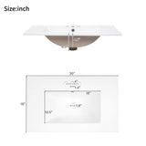 30" Bathroom Vanity with Ceramic Sink, Modern Storage Cabinet with Soft-Close Doors, Deep Drawer & N729P276610F