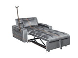 Corduroy Pull-Out Sleeper Chair With Pillow, Brushed Stainless Steel Cup Holder, Phone Stand & Usb 63924354