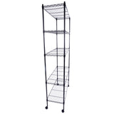 ZNTS 5-Layer Plastic Coated Iron Shelf with 1.5" Nylon Wheels 165*90*35 Black 40565502