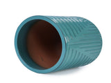 Handmade Ceramic Planter, 16 Inch Diameter, Teal Green with Textured Groove Pattern, for Monstera W3273P326368