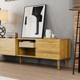 70 Inch Mid Century Modern TV Stand, TV Stand with Storage, Entertainment Center for Living Room W578P143416