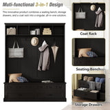 ON-TREND Elegant Wide Hall Tree with 5 Hooks, Versatile Entryway Lift Top Storage Bench with 2 N721P234409B