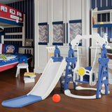 ZNTS Kids Swing and Slide Set 3-in-1 Slide with Basketball Hoop for Indoor and Outdoor Activity W2181139446