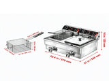 Dual Tank Commercial Deep Fryer, Electric Countertop Fryer with Basket, Time & Temp Control for 75900591
