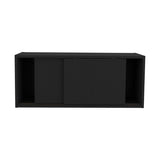 ZNTS Wall Cabinet 13" H, 2 Sliding doors, 1 Shelf, Black B097P250893