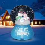 5.9 FT Lighted Christmas Inflatable Decoration, Large Inflatable Snow Globe with Snowman Family, 42777948