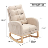 ZNTS Accent Rocking Chair with Footrest High Back Rubber Wood Rocking Legs Bedroom Living Space 26.77D X W2231P143504