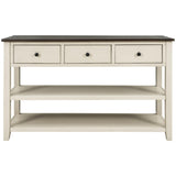 Retro Design Console Table with Two Open Shelves, Pine Solid Wood Frame and Legs for Living Room 83399820