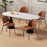 Set of 4 Upholstered PU Leather Dining Chairs Mid-Century Modern Dining Chairs with Curved Backrest W3010P291314