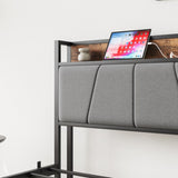 Twin Size Bed Frame, Storage Headboard with Charging Station, Solid and Stable, Noise Free, No Box W840120026