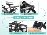 20 Inch Folding Bike for Adults with Basket, Phone Holder & Fenders, Steel Frame 6-Speed City W1019P352739