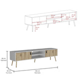 Huna TV Stand, Dual-Tone with Hinged Drawers and Open Shelves B200P173202