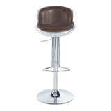 Vintage Brown and Aluminum Adjustable Stool with Swivel B062P189160