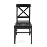 ZNTS Roshan Farmhouse Acacia Wood Dining Chairs, Black 62888.00BLK